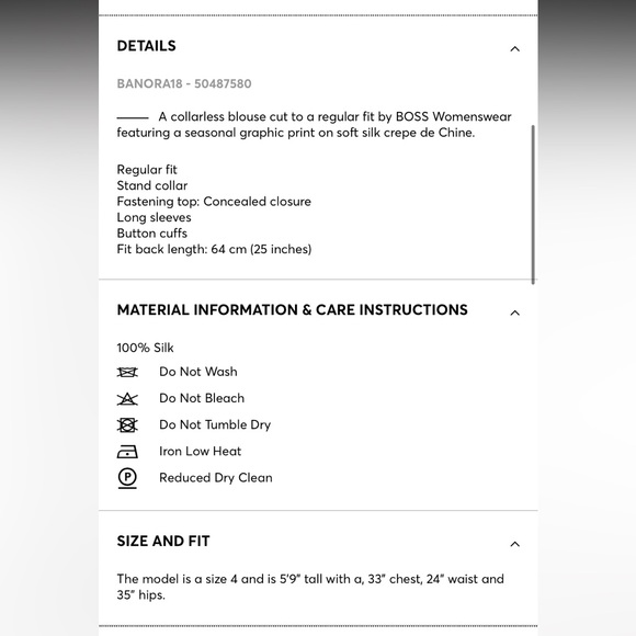 NWT!! HUGO BOSS Regular-Fit Blue + Cream Print Silk Crepe du Chine: SZ 14 - $348 - Picture 8 of 16